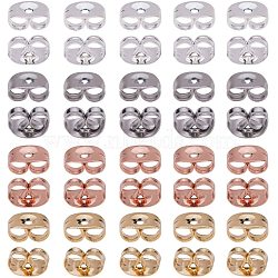 PandaHall Elite 304 Stainless Steel Ear Nuts, Butterfly Earring Backs for Post Earrings, Mixed Color, 4.5x6x3.5mm, Hole: 1mm, 4colors, 60pcs/color, 240pcs/box(STAS-PH0019-25)