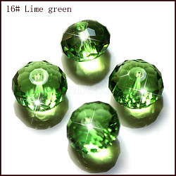 K9 Glass, Imitation Austrian Crystal Beads, Grade AAA, Faceted, Rondelle, Light Green, 6x4mm, Hole: 0.7~0.9mm(SWAR-F068-4x6mm-16)