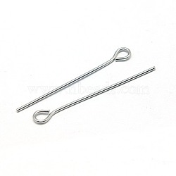 Tarnish Resistant 304 Stainless Steel Eye Pin, Stainless Steel Color, 26mm, Pin: 0.6mm, Hole: 2mm, about 5000pcs/bag(STAS-E013-0.6x26mm)