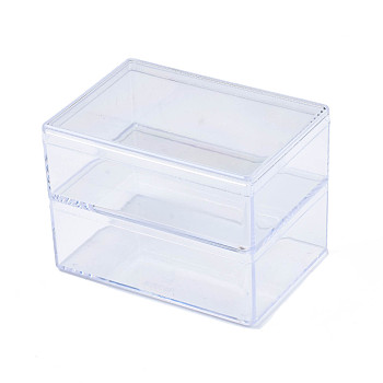 Rectangle Polystyrene Bead Storage Container, with 2 Compartments Organizer Boxes, for Jewelry Beads Small Accessories, Clear, 850x60x60mm