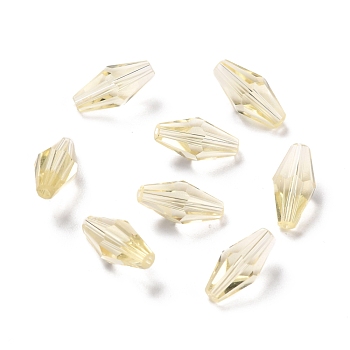 Transparent Glass Beads, Faceted, Bicone, Lemon Chiffon, 12x6mm, Hole: 1mm