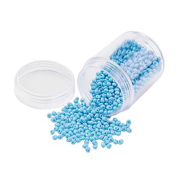 Opaque Glass Seed Beads, Fringe Teardrop Beads, Cornflower Blue, 3~3.5x2~3mm, Hole: 1mm, about 450pcs/box