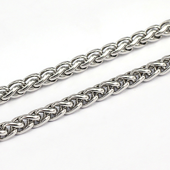 304 Stainless Steel Wheat Chains, Foxtail Chain, Unwelded, Stainless Steel Color, 7x5x1.2mm