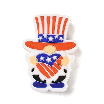 Independence Day Silicone Focal Beads, Silicone Teething Beads, Gnome, 30.5x21.5x9mm, Hole: 3.2mm