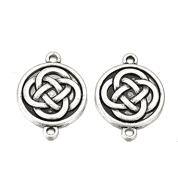 Tibetan Style Alloy Links connectors, Matte Style, Flat Round, Cadmium Free & Nickel Free & Lead Free, Thailand Sterling Silver Plated, 26.5x20x2.5mm, Hole: 2mm