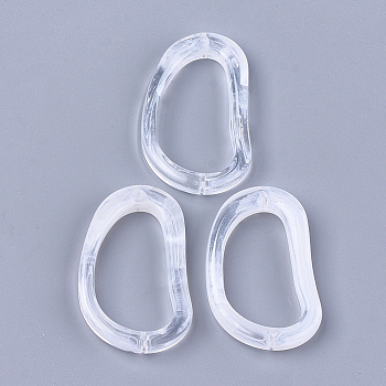 Acrylic Links, Imitation Gemstone, Nuggets Ring, Clear & White, 59x35x7mm, Hole: 1.8mm, about 81pcs/500g