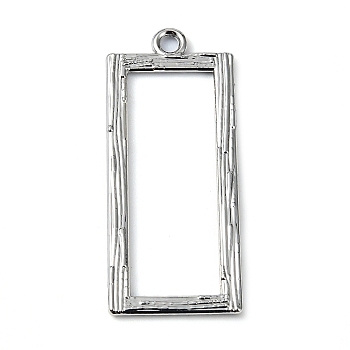 Rack Plating Alloy Pendants, Rectangle, Platinum, 33.5x13.5x1mm, Hole: 1.8mm