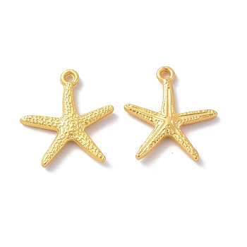 Rack Plating Alloy Pendants, Cadmium Free & Lead Free & Nickle Free, Starfish Charm, Matte Gold Color, 20x19x2.5mm, Hole: 1.5mm