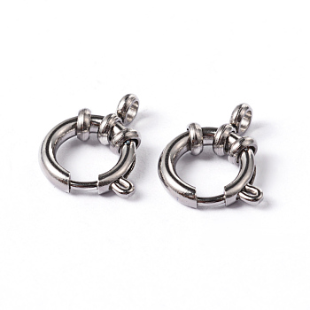 304 Stainless Steel Smooth Surface Spring Ring Clasps, Stainless Steel Color, 10x2mm, Hole: 2mm