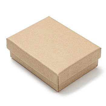 Cardboard Jewelry Packaging Boxes, with Sponge Inside, for Rings, Small Watches, Necklaces, Earrings, Bracelet, Rectangle, Moccasin, 8.9x6.85x3.1cm