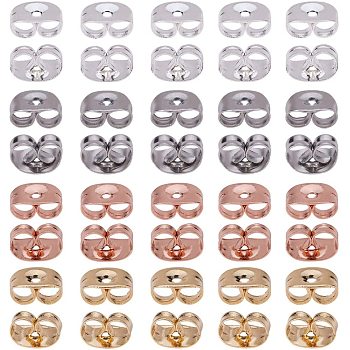 PandaHall Elite 304 Stainless Steel Ear Nuts, Butterfly Earring Backs for Post Earrings, Mixed Color, 4.5x6x3.5mm, Hole: 1mm, 4colors, 60pcs/color, 240pcs/box