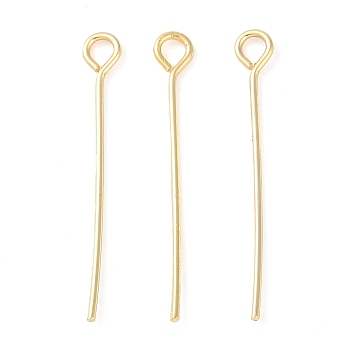 Brass Eye Pins, for Jewelry Making, Real 18K Gold Plated, 30x0.7mm, Hole: 1.6mm