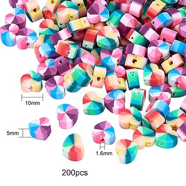 200Pcs 2 Colors Handmade Polymer Clay Beads(CLAY-SZ0001-07)-2