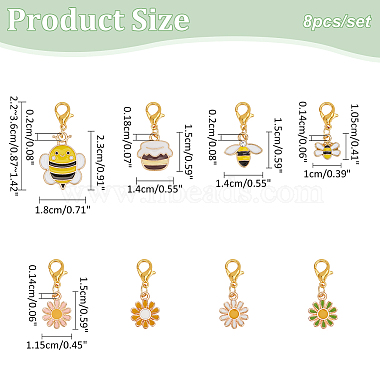 marqueurs de point de verrouillage de pendentif en émail en alliage d'abeilles et de fleurs(HJEW-AB00584)-2