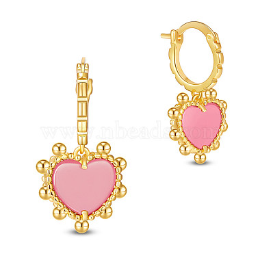 Pink Heart Natural Agate Earrings