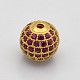 CZ Brass Micro Pave Grade AAA Magenta Color Cubic Zirconia Round Beads(KK-O065-8mm-08G-NR)-1