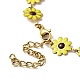 Yellow Enamel Daisy Flower Link Chain Necklace(NJEW-C037-01G)-4