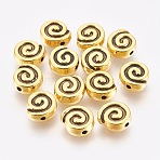 Tibetan Style Alloy Beads, Antique Golden, Lead Free & Cadmium Free & Nickel Free, 9x8x3.5mm, Hole: 2mm(GLF10827Y-NF)