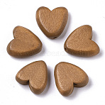 Painted Natural Wood Beads, Heart, Lead Free, Peru, 15.5x15.5x6mm, Hole: 1.5mm(WOOD-R265-08E)