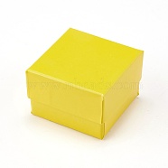 Cardboard Jewelry Earring Boxes, with Black Sponge, for Jewelry Gift Packaging, Yellow, 5x5x3.4cm(CBOX-L007-005B)