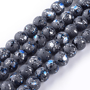 Baking Painted Glass Bead Strands, Round, Silver, 10mm, Hole: 1.5mm, about 80pcs/strand, 31.4 inch(DGLA-S112-10mm-D21)