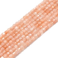 Natural Sunstone Beads Strands, Faceted, Cube, 2x2x2mm, Hole: 0.6mm, about 182pcs/strand, 15.16''~15.55''(38.5~39.5cm)(G-P457-B01-20)