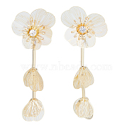 1 Pair Flower with Butterfly Alloy Dangle Stud Earrings, Long Drop Earrings for Women, Golden, 102x37mm(EJEW-FI0002-03)