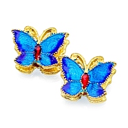 Brass Enamel Beads, Golden, Butterfly, 11.8x10.9mm, Hole: 1.3mm(PW-WG46129-01)
