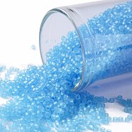 TOHO Round Seed Beads, Japanese Seed Beads, (3F) Transparent Frost Aquamarine, 15/0, 1.5mm, Hole: 0.7mm, about 15000pcs/50g(SEED-XTR15-0003F)