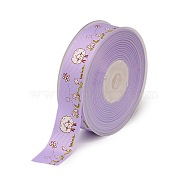 Sheeps and Flowers Single Face Printed Polyester Grosgrain Ribbons, Lilac, 1 inch(25mm), about 100yards/roll(91.44m/roll)(SRIB-A011-25mm-247136)