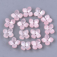 Cellulose Acetate(Resin) Bead Caps, 4-Petal, Flower, Pink, 14x14x6mm, Hole: 1.2mm(KK-S161-02B)