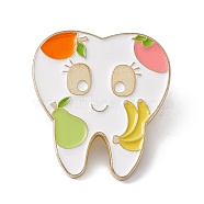 Cartoon Teeth Enamel Pin, Light Gold Alloy Oral Health Brooch for Backpack Clothes, Fruit Pattern, 30x27x2mm, Pin: 1.3mm(JEWB-A005-19-02)