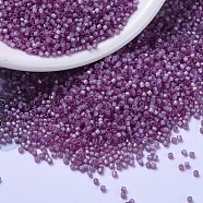 MIYUKI Delica Beads, Cylinder, Japanese Seed Beads, 11/0, (DB2180) Duracoat Semi-Frosted Silver Lined Dyed Orchid, 1.3x1.6mm, Hole: 0.8mm, about 2000pcs/10g(X-SEED-J020-DB2180)