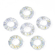 Transparent Glass Linking Rings, AB Color Plated, Donut with Swirl Pattern, Clear AB, 25x7mm, Inner Diameter: 12mm(X-EGLA-S175-15A-01)