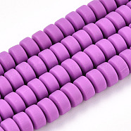 Handmade Polymer Clay Beads Strands, for DIY Jewelry Crafts Supplies, Flat Round, Medium Orchid, 6~7x3mm, Hole: 1.5mm, about 113~116pcs/strand, 15.55 inch~16.14 inch(39.5~41cm).(CLAY-N008-008B-1)