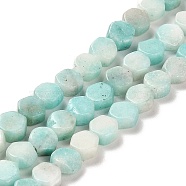 Natural Dolomite Beads Strands, Dyed, Hexagon, Medium Turquoise, 7x6x3mm, Hole: 1.2mm, about 66pcs/strand, 16.34 inch(41.5cm)(G-F765-G06-01)