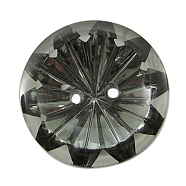 2-Hole Acrylic Rhinestone Sewing Buttons, Dark Gray, Flat Round, about 25mm in diameter, 7mm thick, hole: 2mm(X-AR3237-25MM-27)