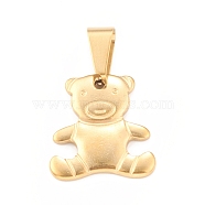 Ion Plating(IP) 304 Stainless Steel Pendants, Bear Charm, Golden, 20x19x2mm, Hole: 4x8mm(STAS-F288-05G)