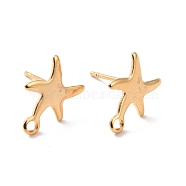 201 Stainless Steel Stud Earring Findings, with Horizontal Loop and 316 Stainless Steel Pin, Star, Real 24K Gold Plated, 11.5x8.5mm, Hole: 1.4mm, Pin: 0.7mm(STAS-K241-11G)