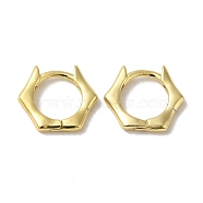 Brass Huggie Hoop Earrings for Women, Real 18K Gold Plated, Hexagon, 13x2mm(EJEW-C097-08G-02)