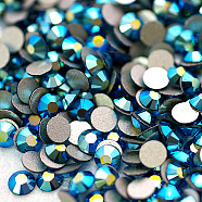 Glass Flat Back Rhinestone, Grade A, Back Plated, Faceted, AB Color, Half Round, Capri Blue, 3~3.2mm, about 1440pcs/bag(RGLA-C002-SS12-243AB)