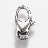 Polished 316 Surgical Stainless Steel Lobster Claw Clasps, Stainless Steel Color, 10x5.5x3mm, Hole: 2.5x1.2mm(X-STAS-Z013-05B)