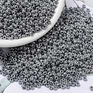 MIYUKI Round Rocailles Beads, Japanese Seed Beads, (RR443) Opaque Gray Luster, 8/0, 3mm, Hole: 1mm, about 422~455pcs/10g(X-SEED-G008-RR0443)