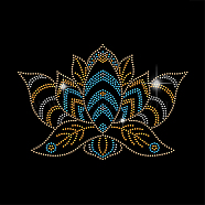Glass Hotfix Rhinestone, Iron on Appliques, Costume Accessories, for Clothes, Bags, Pants, Mandala Lotus Flower, 297x210mm(DIY-WH0303-227)