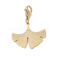 304 Stainless Steel Ginkgo Leaf Pendant Decoration, with Lobster Claw Clasps, PVD Vacuum Plating, Real 18K Gold Plated, 26mm(STAS-S165-26G)