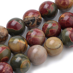 Natural Picasso Stone/Picasso Jasper Beads Strands, Round, 8mm, Hole: 1mm, about 50pcs/strand, 15.7 inch(G-S259-23-8mm)