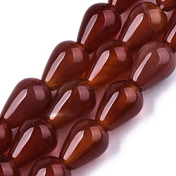 Natural Carnelian Beads Strands, Teardrop, 13~14x10mm, Hole: 1.5mm, about 28pcs/strand, 14.84 inch(37.7cm)(G-N326-74)