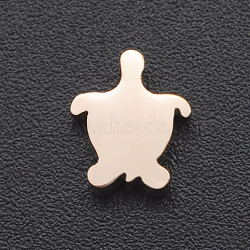 201 Stainless Steel Charms, for Simple Necklaces Making, Stamping Blank Tag, Laser Cut, Tortoise, Rose Gold, 8x6x3mm, Hole: 1.8mm(STAS-R109-JA412-3)