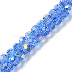Electroplate Glass Beads Strands, AB Color Plated, Faceted, Rondelle, Cornflower Blue, 8x7.3mm, Hole: 1.4mm, about 70pcs/strand, 20.28''(51.5cm)(GLAA-Q099-E01-01)