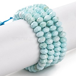 Natural Howlite Beads Strands, Dyed, Faceted, Rondelle, Pale Turquoise, 4.5x3mm, Hole: 0.8mm, about 123~127pcs/strand, 15.24~15.55''(38.5~39.5cm)(G-H025-03C-08)